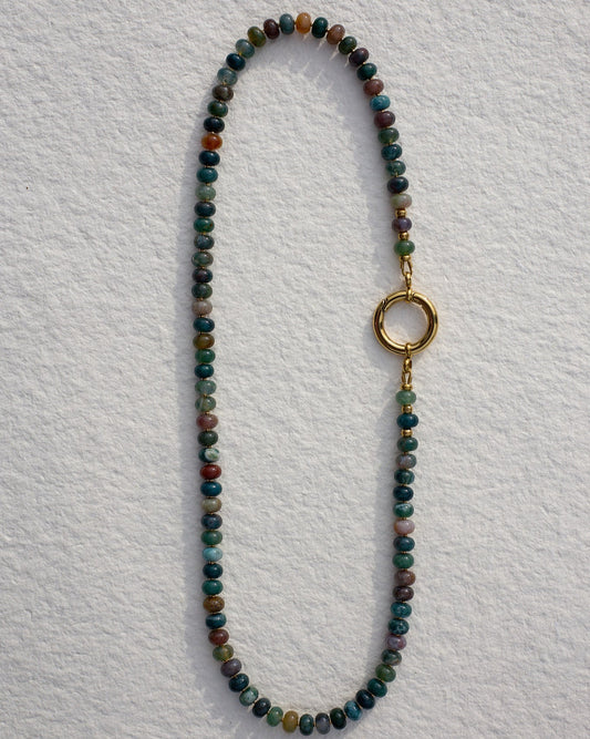 The O Necklace | Indian Agate Rondelle | Glasses Holder