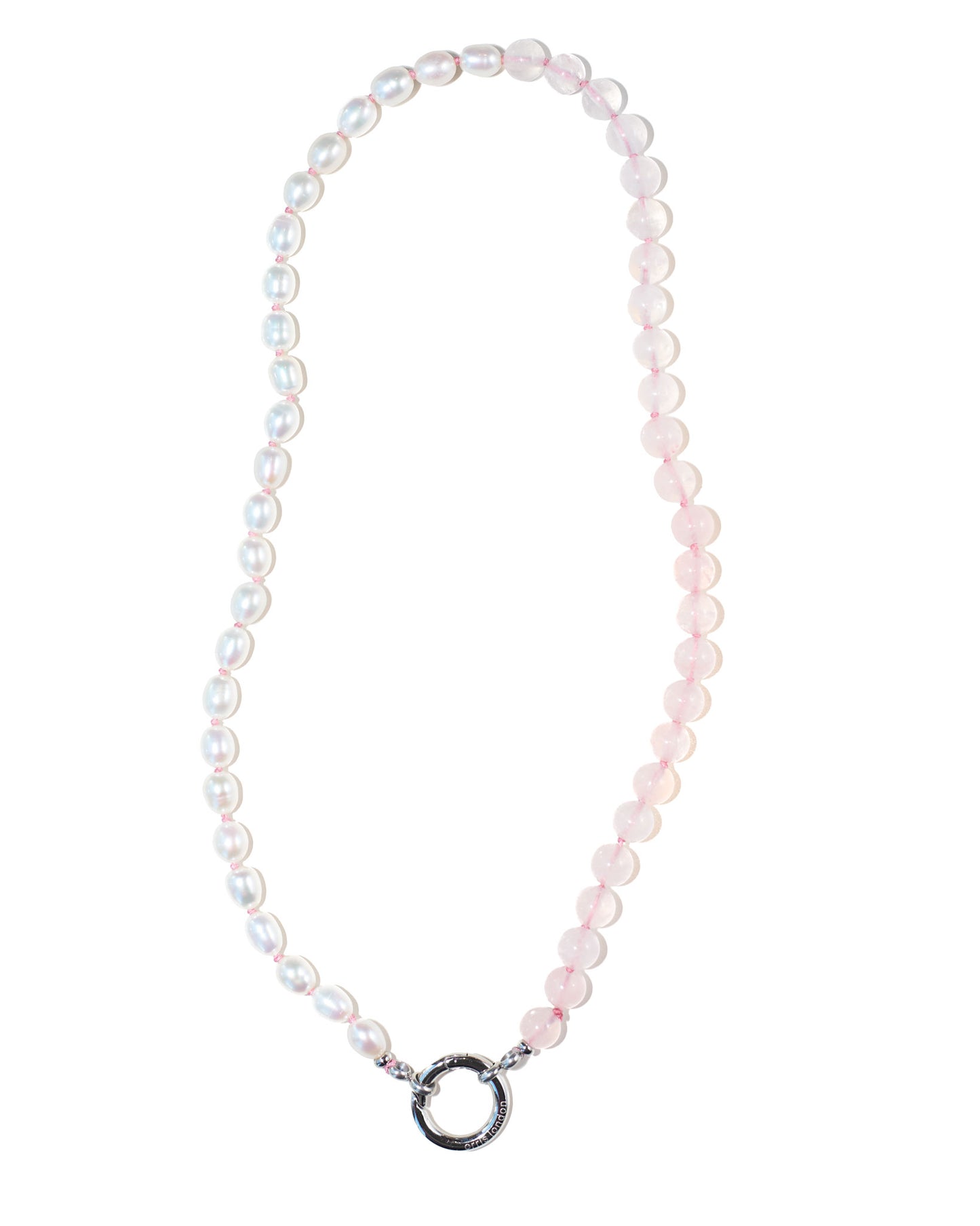 The O Necklace: Fresh Water Pearl & Rose Quartz | Glasses Holder