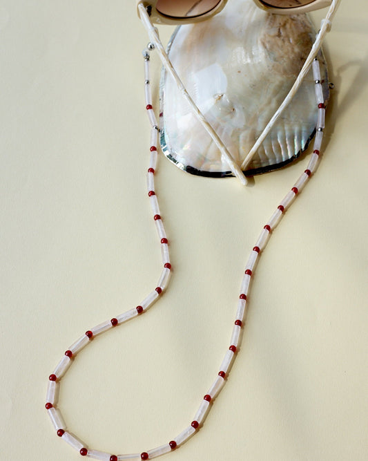 Gingham | Rose Quartz &  Agate | Glasses Chain