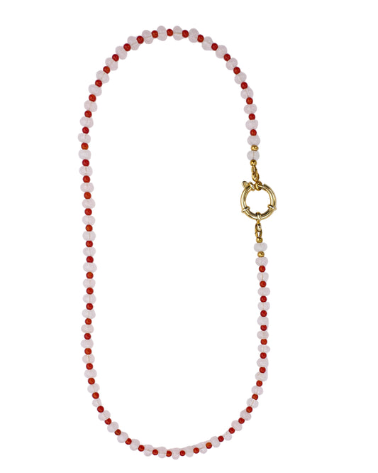 Gingham | Rose Quartz &  Agate | Glasses Necklace