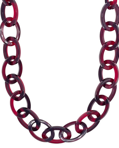 Red chain necklace on a white background